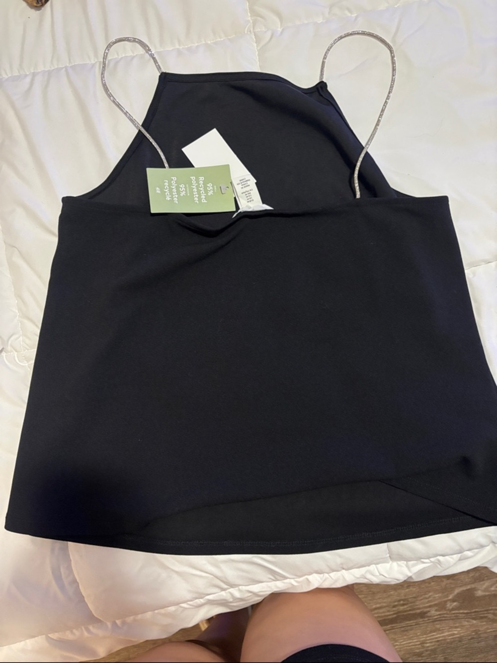 New H&M Black Halter Tank with Silver Chain Straps - Picture 2 of 5